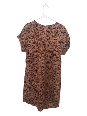 Unbranded Tan Leopard Print Midi Dress with Side Ties